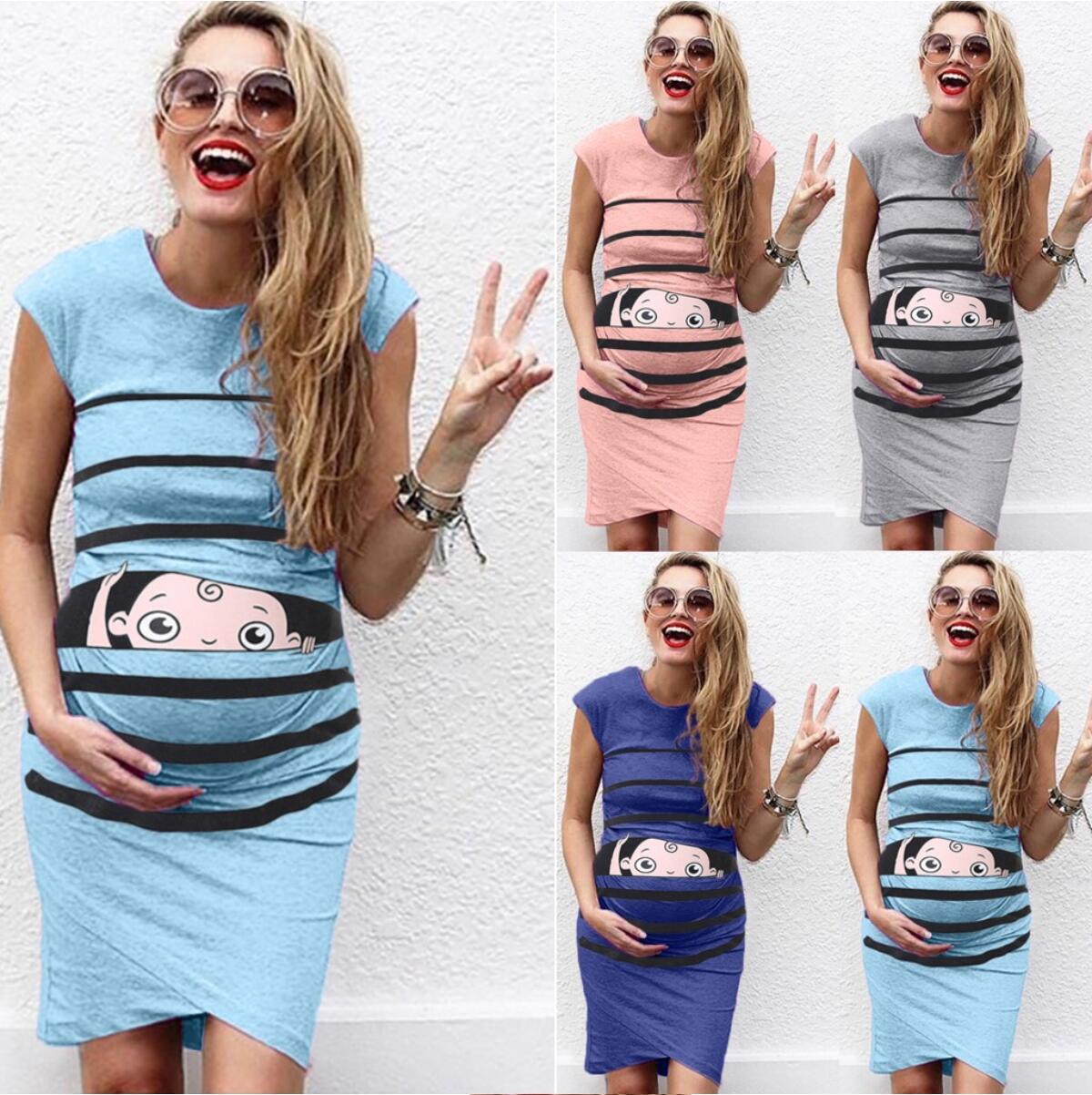 Aliexpress Ebay New Round Neck Short-Sleeved Letter Printing Maternity Dress Irregular Pleated Dress - Nioor