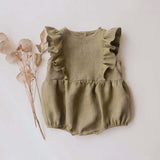 Baby Romper Baby Romper Cotton And Linen Pleated Trim Triangle Romper