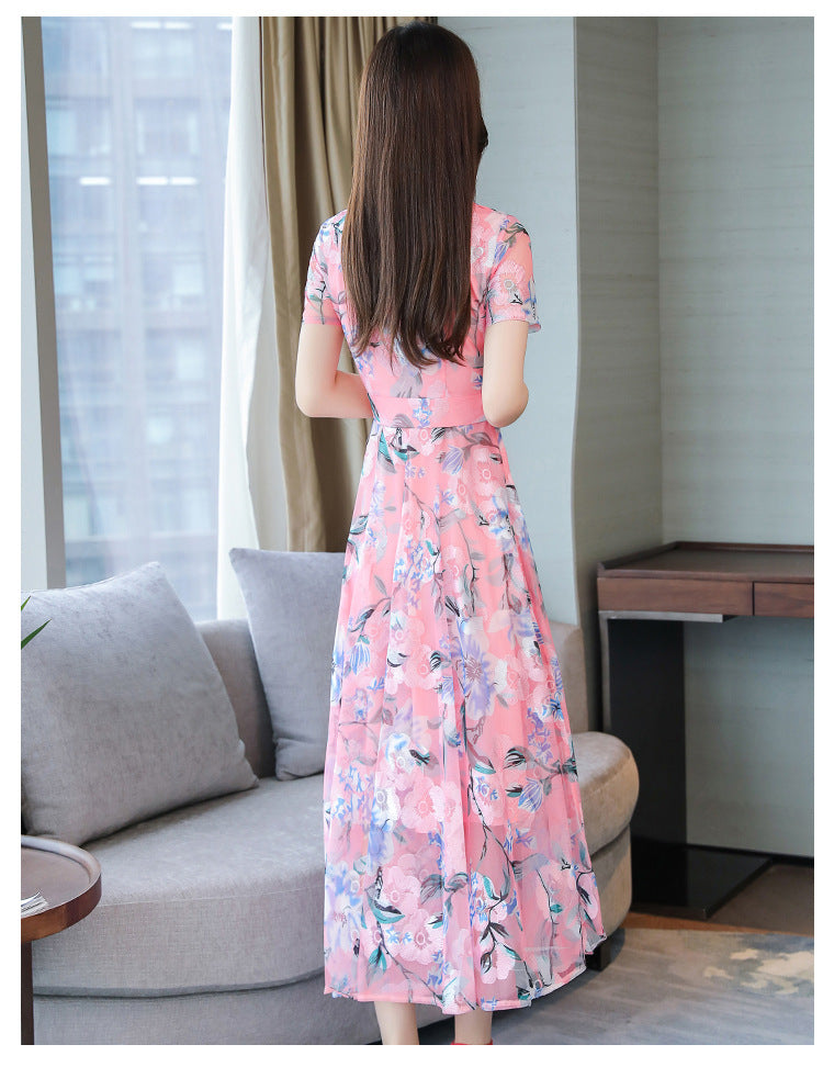 Floral Long Skirt Plus Size Women's Printed Dress