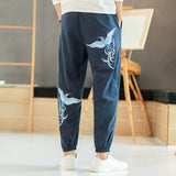 Sweatpants Men'S Ethnic Style Embroidery Beam Feet Nine Points Casual Pants