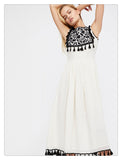 Bohemian Embroidered Floral Fringe Sleeveless Vest Dress