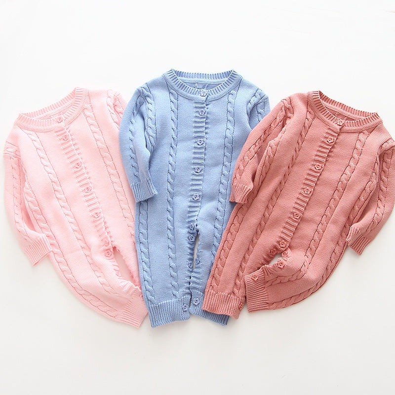 Spring and Autumn Baby Knitted Romper Winter Long Sleeve Newborn Girls Sweater Cotton Romper Baby Jumpsuit