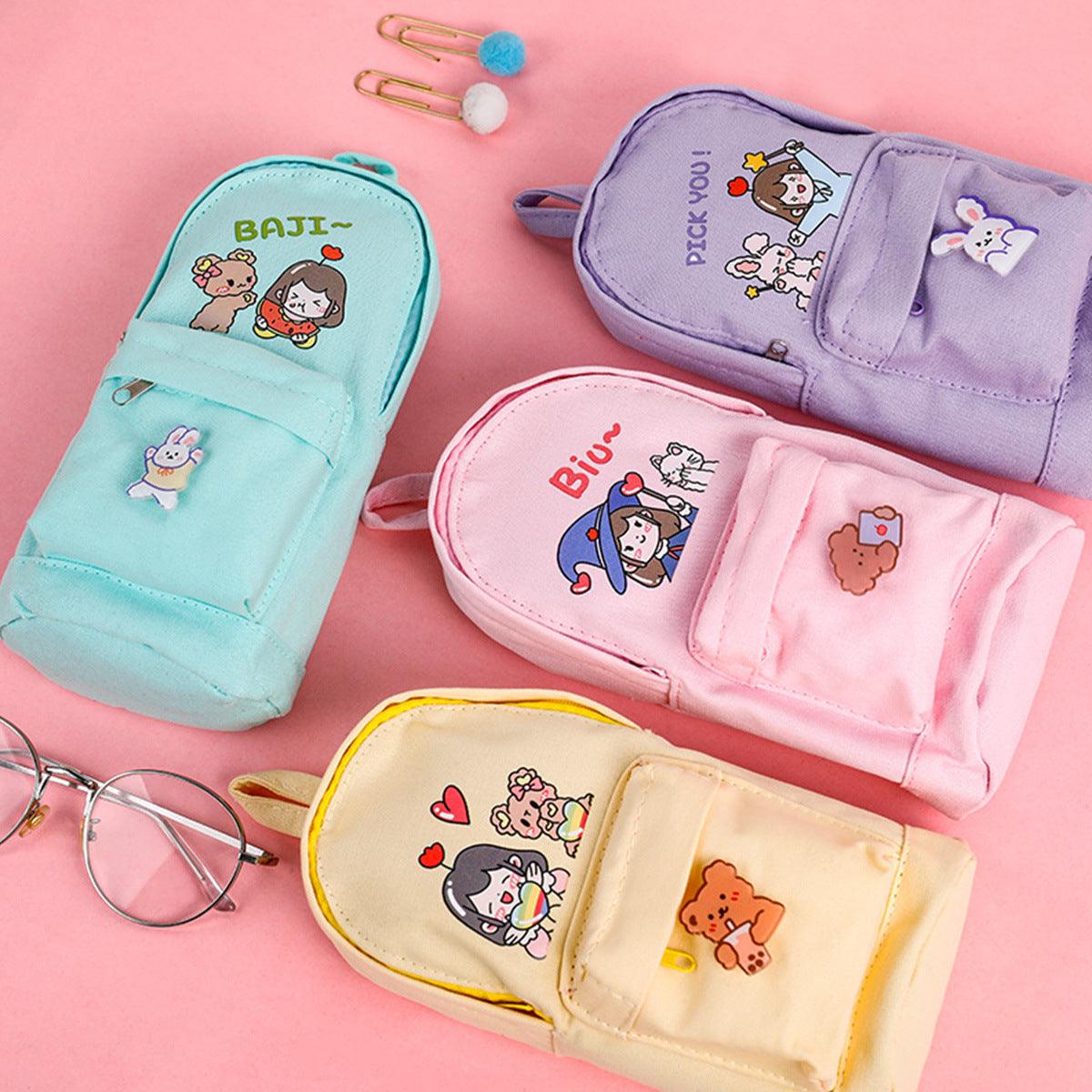 Multi-Purpose Large-Capacity Canvas Pencil Case Cute - Nioor