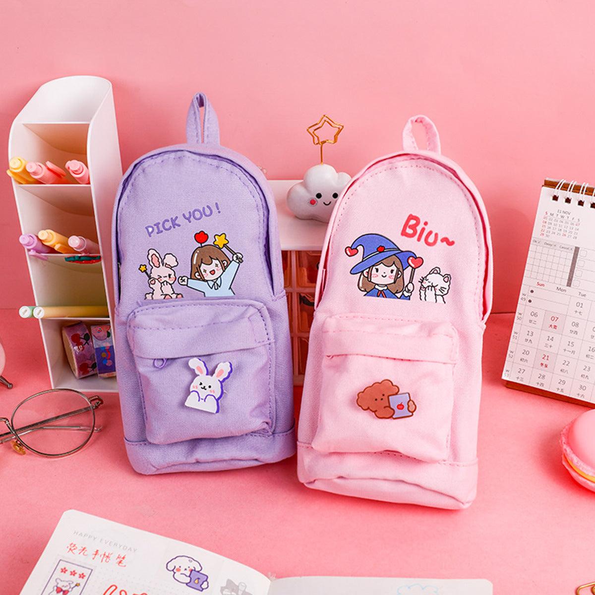 Multi-Purpose Large-Capacity Canvas Pencil Case Cute - Nioor