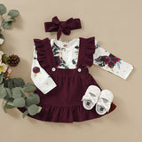 Three-piece set of baby and toddler flower print straps