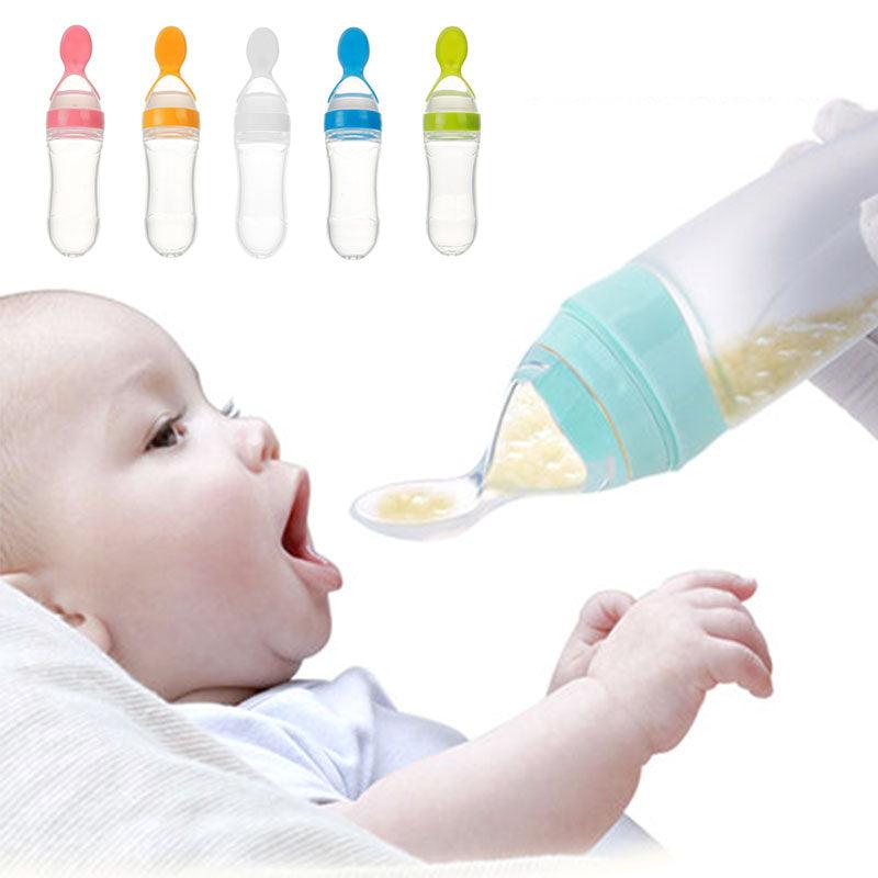 Safe Newborn Baby Feeding Bottle Toddler Silicone Squeeze Feeding Spoon Milk Bottle Baby Training Feeder Food Supplement - Nioor