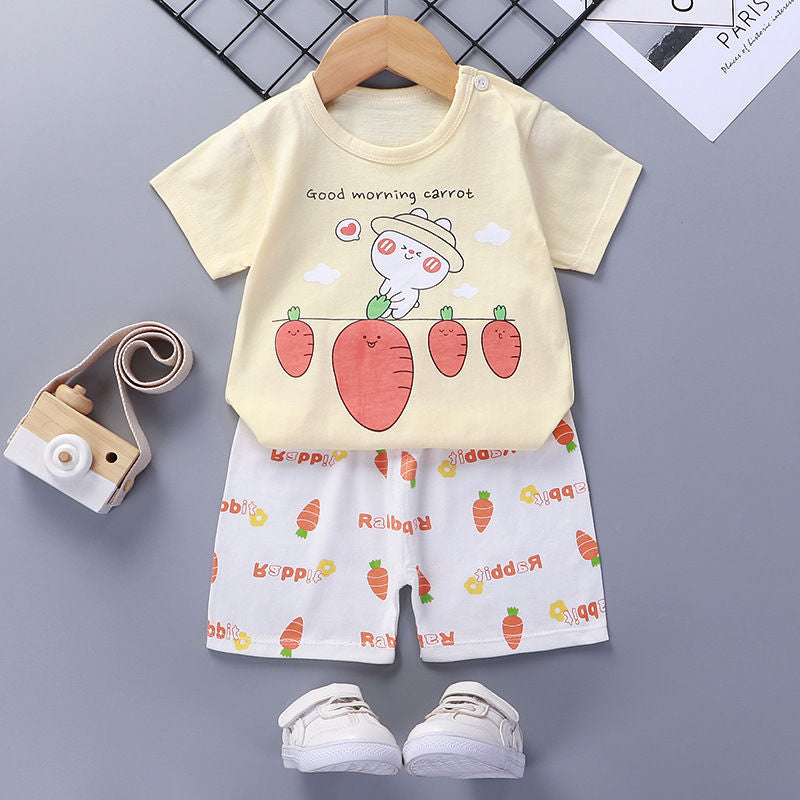 Children'S Short-Sleeved Suit Cotton Baby Summer Baby Clothes