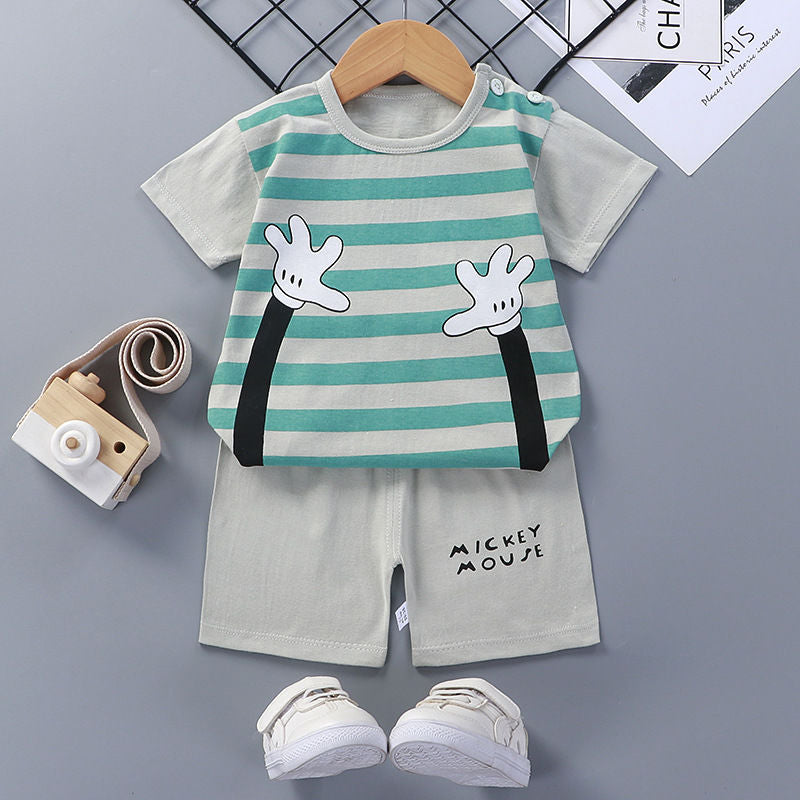 Children'S Short-Sleeved Suit Cotton Baby Summer Baby Clothes