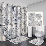 Marble White Shower Curtain Set With Non Slip Rug Bath Mat Carpet Modern Bathroom - Nioor