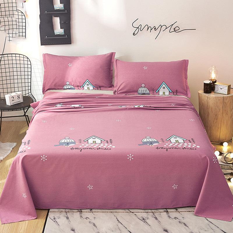 Double 1.5m Cotton Single Bed Sheet Pillowcase - Nioor