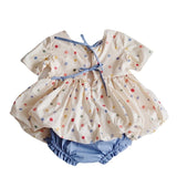 Children's Color Polka Dot Top And Shorts Suit