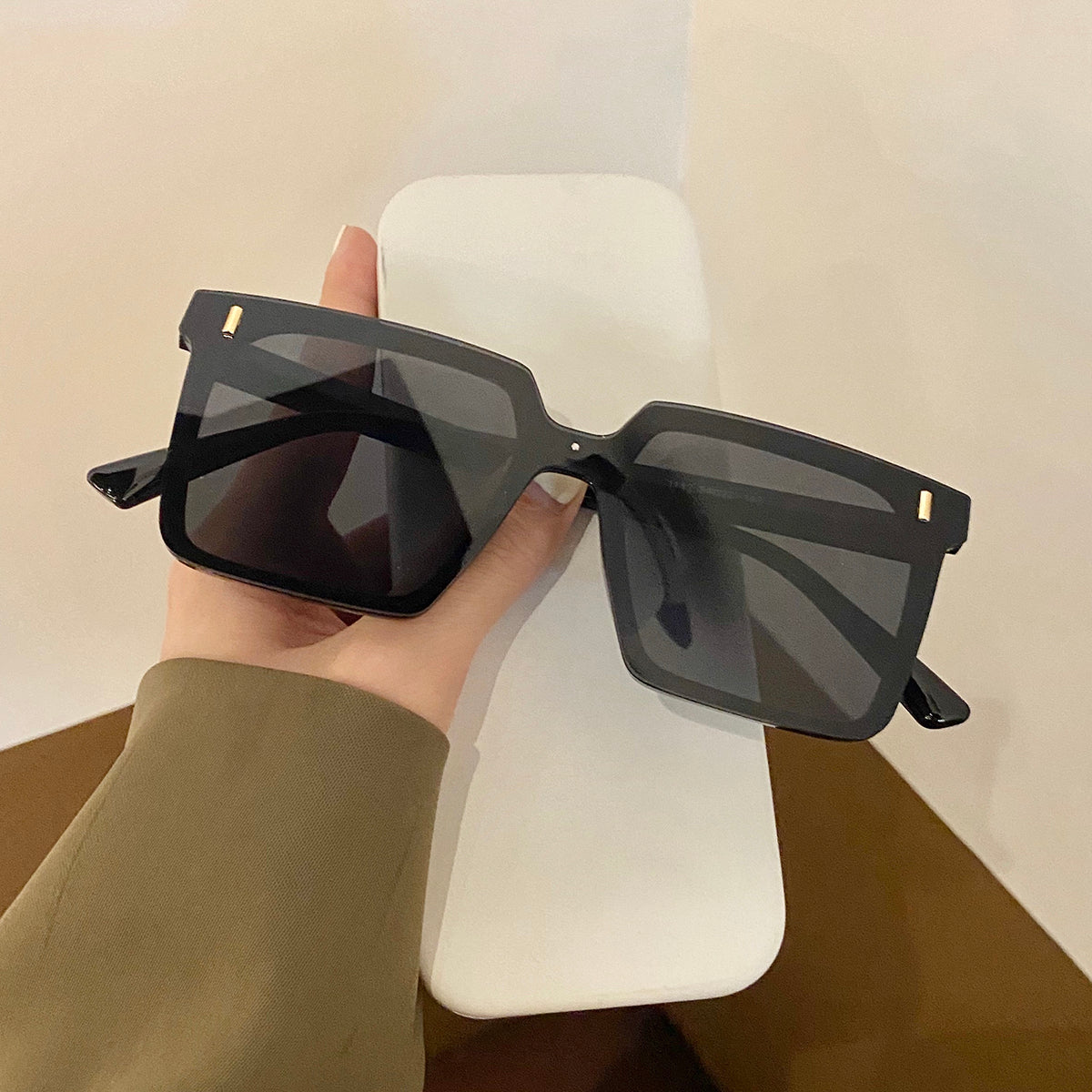 Personality Siamese Black  Sunglasses Women Street UV Anti-UV Sunglasses