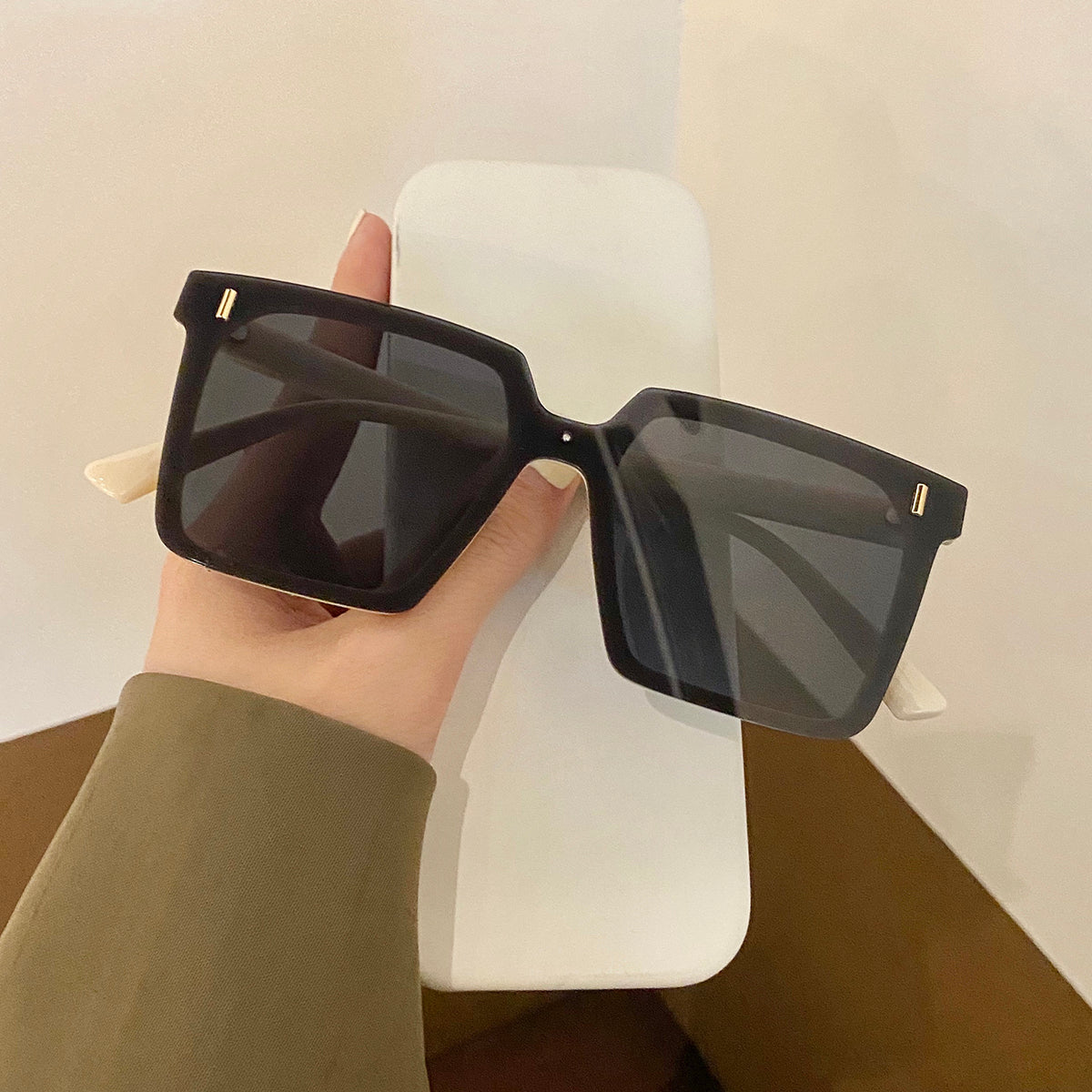 Personality Siamese Black  Sunglasses Women Street UV Anti-UV Sunglasses