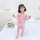 Children's Pajamas Set Cartoon Printed Silk Home Service