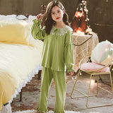 Children''s Pajamas Spring Autumn Girls'' Cotton Long Sleeve Cotton Two Piece Suit