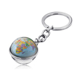 Vintage World Map Time Gem Keychain