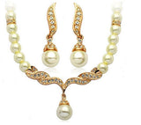 Factory Direct Korean Version, Elegant Angel Wings, Fashionable Pearl Necklace, Earrings, Bridal Suit 9086 - Nioor