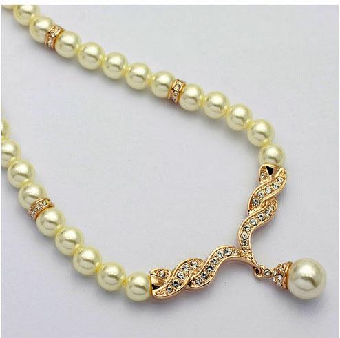 Factory Direct Korean Version, Elegant Angel Wings, Fashionable Pearl Necklace, Earrings, Bridal Suit 9086 - Nioor