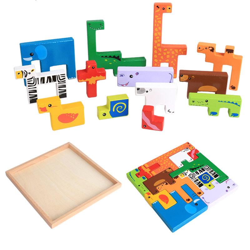 High Quality Baby Wooden Toys 3D Blocks Animal Building Blocks Stack Blocks Beech Wood Creative Children Birthday Christmas Gift - Nioor