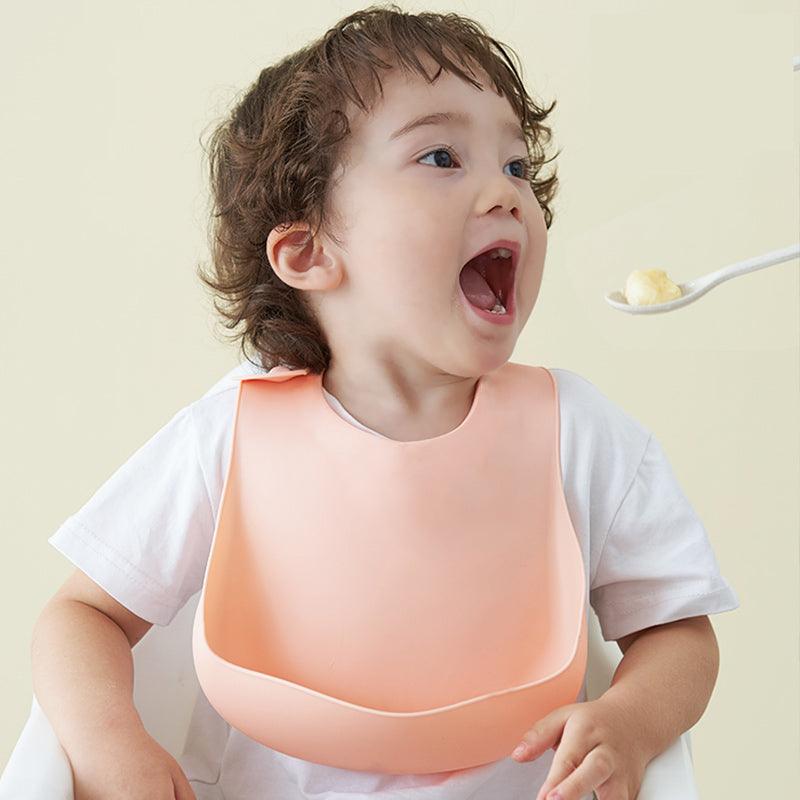 Soft Waterproof Silicone Baby Bib with Food Catcher, Baby Silicone Bib - Nioor