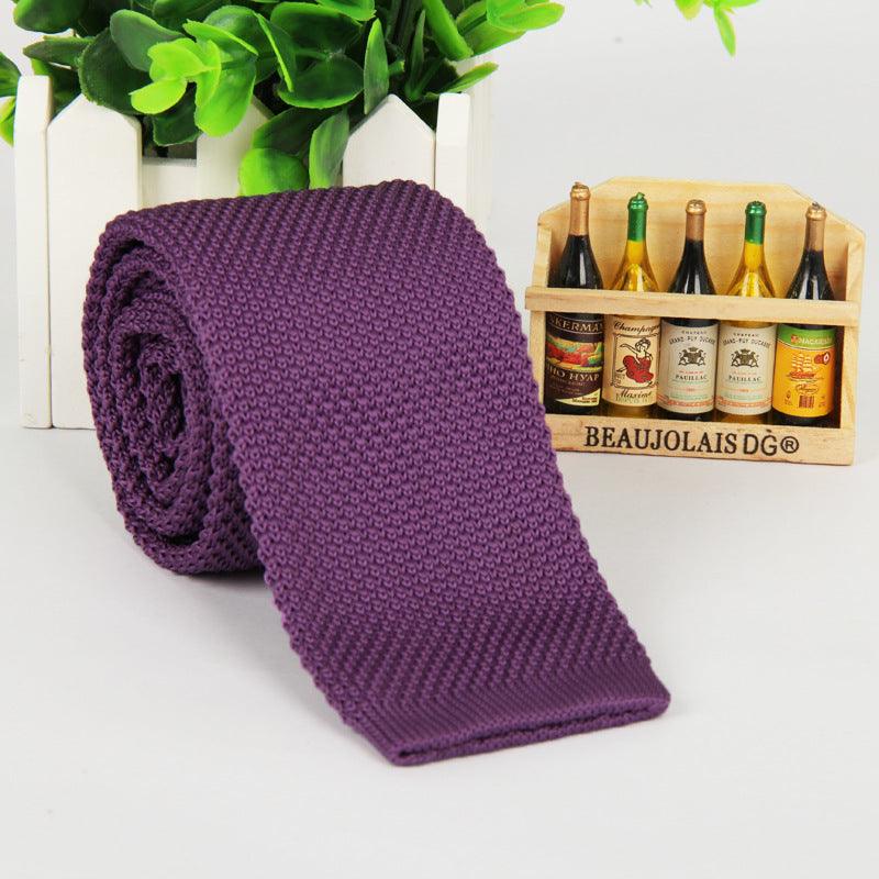 Solid-color knitted tie for men - Nioor