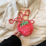 Handmade Knitted Children's Wool Cute Strawberry Crossbody Bag - Nioor