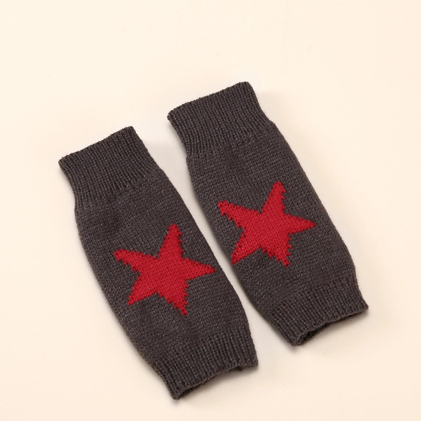 Autumn And Winter Acrylic Wool Five-pointed Star Gloves Warm Oversleeve - Nioor