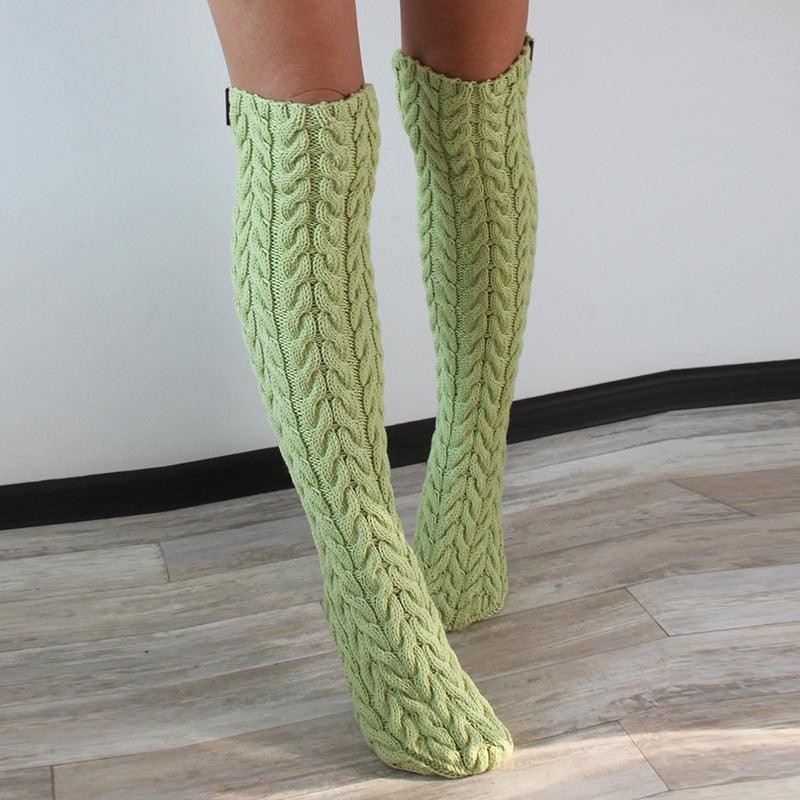 Three-color Twist Mid-calf Knitted Bunching Socks Women - Nioor