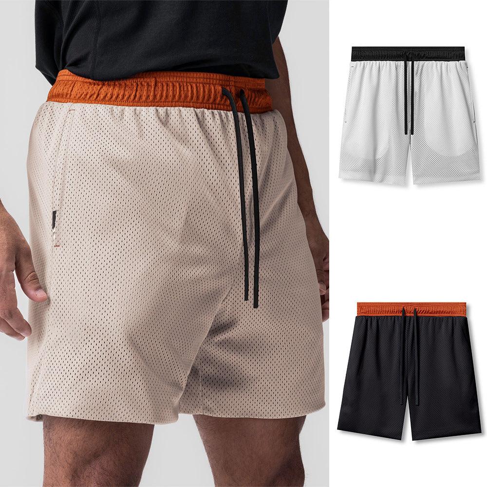 Muscle Workout Brothers Color Matching Running Exercise Training Mesh Shorts - Nioor