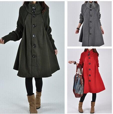 Plus Size Women's Mid-length Loose Woolen Coat - Nioor