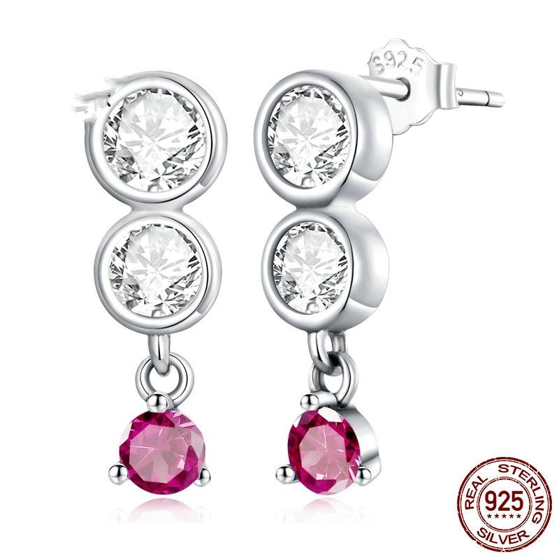 Sterling Silver S925 Simple Colorful Earrings - Nioor