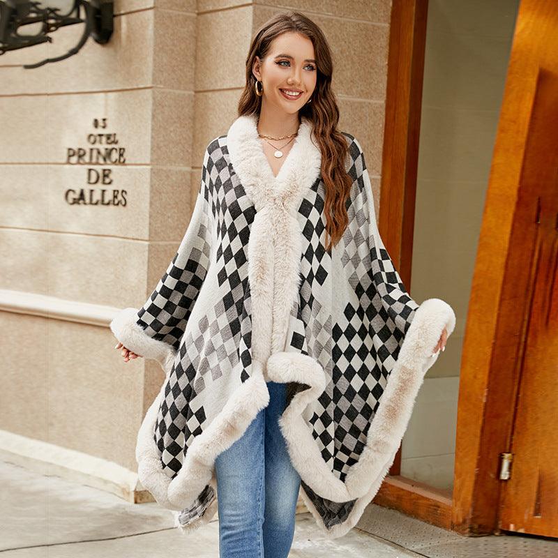 European And American Women's Fur Collar Shawl - Nioor