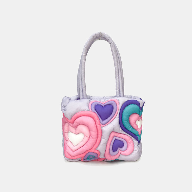 Down For Women Large Capacity Large Bag Heart Printing Fluffy