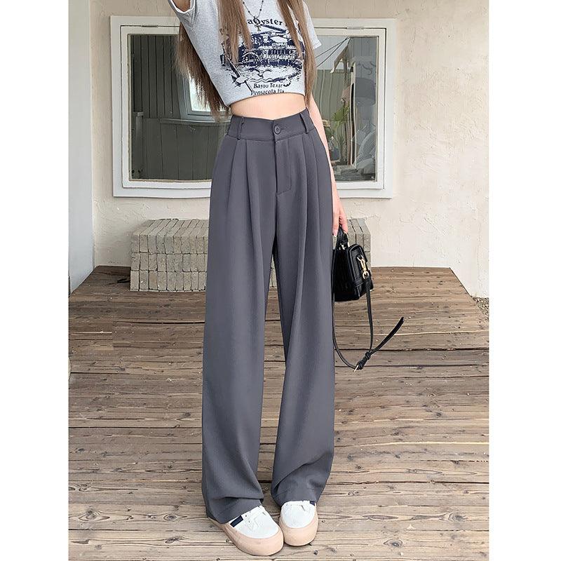 Straight High Waist Slimming Loose And Simple Casual Pants - Nioor