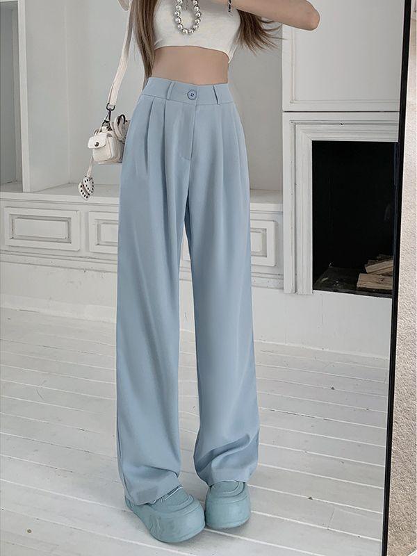 Straight High Waist Slimming Loose And Simple Casual Pants - Nioor