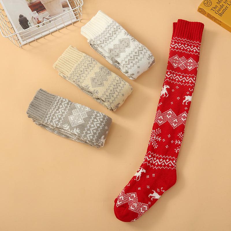 Christmas Style Creative Cartoon Elk Thigh High Socks - Nioor