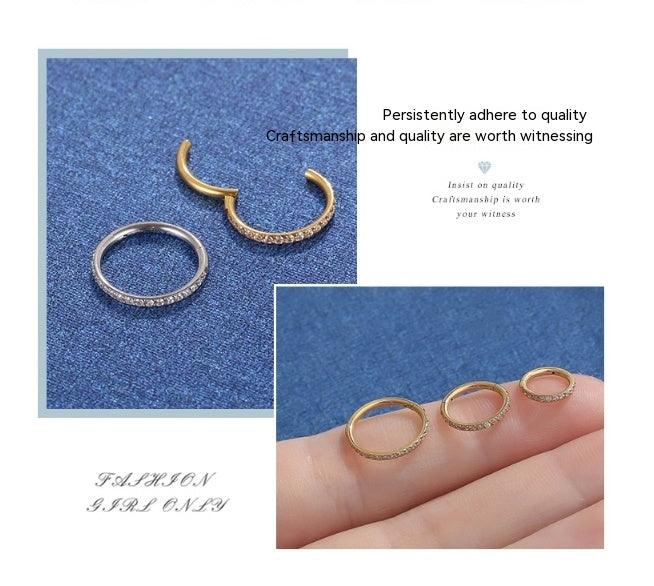 Stainless Steel Piercing Ornaments Bottom Zircon Circle Closed Ring Seamless Nose Circle Multifunctional Cartilage Earrings - Nioor