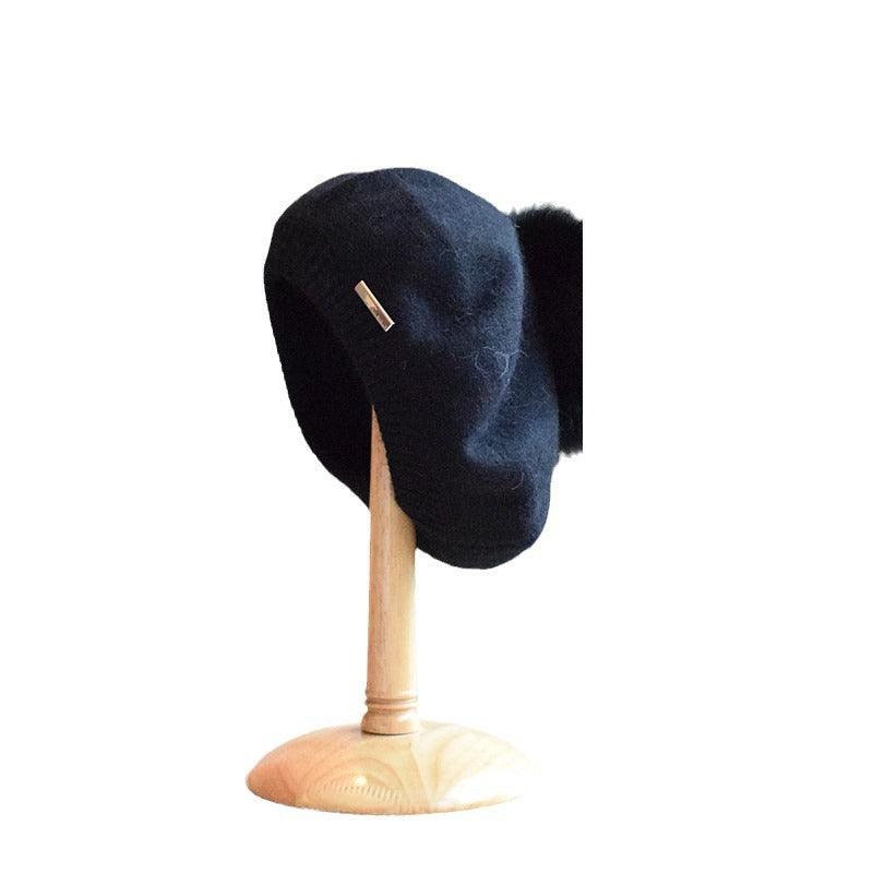 Japanese Style Angola Rabbit Fur Hat Women - Nioor