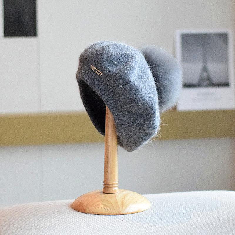 Japanese Style Angola Rabbit Fur Hat Women - Nioor