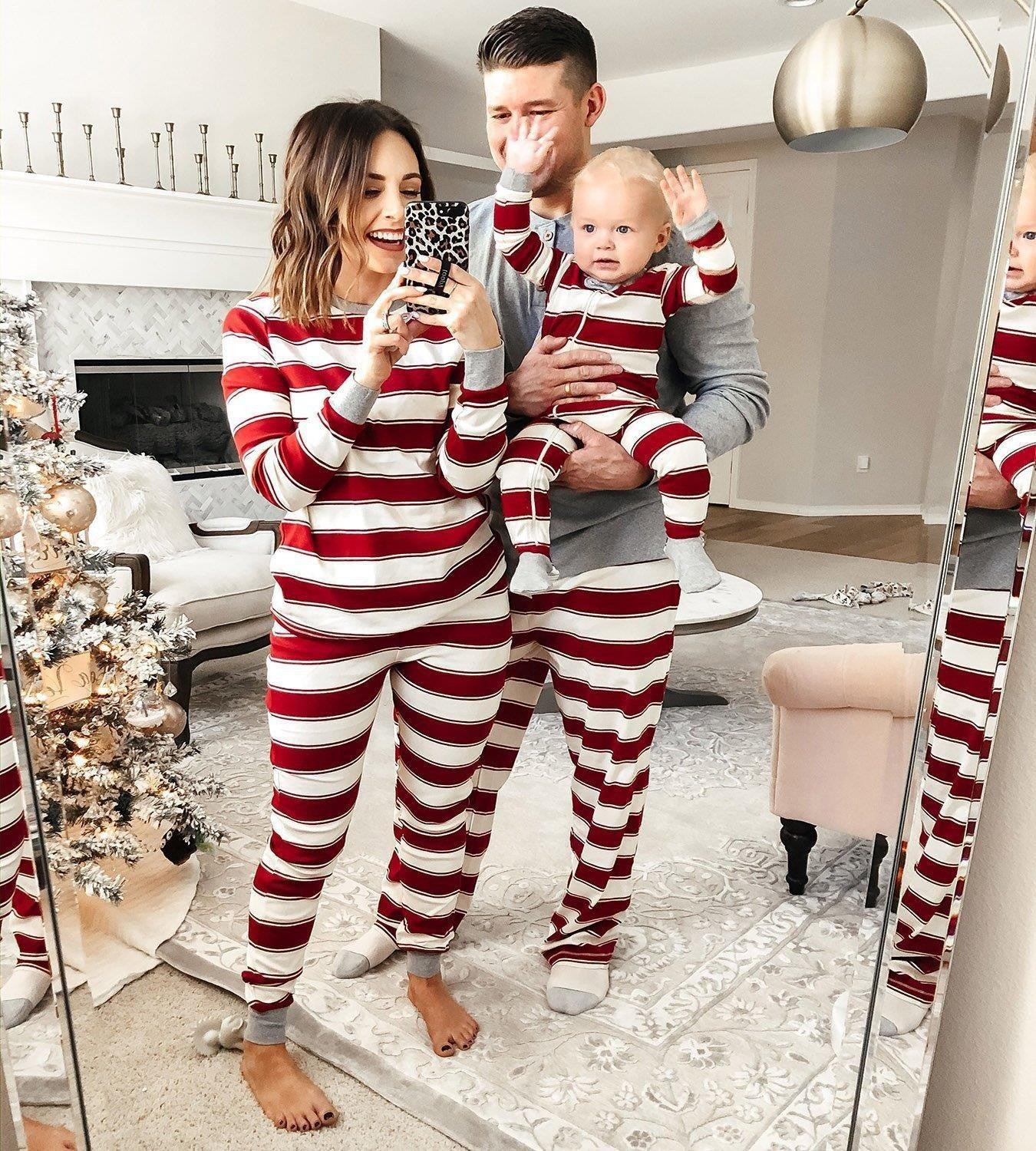 Parent-child Striped Christmas Family Set - Nioor