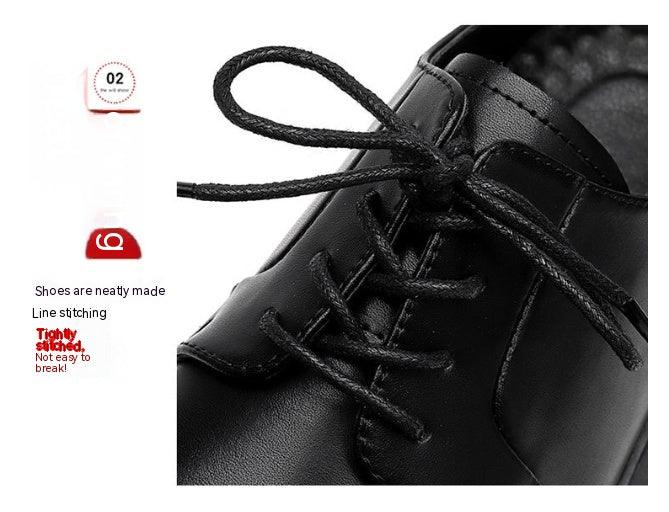 Men's Leather Shoes Business Formal Wear Big Head High-grade British Style Thick Sole Increased - Nioor