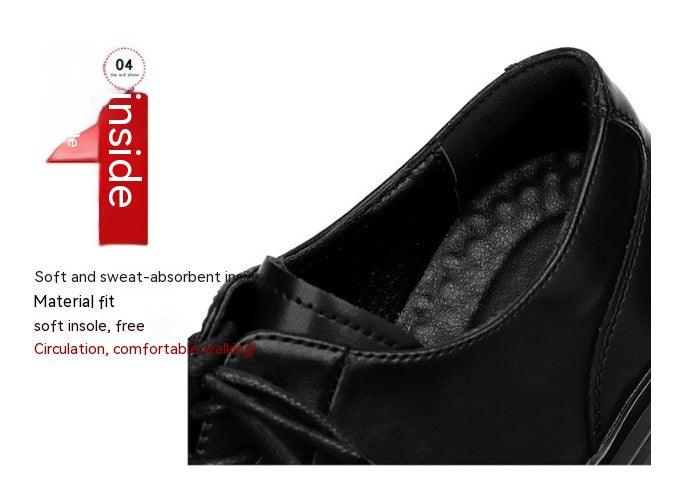 Men's Leather Shoes Business Formal Wear Big Head High-grade British Style Thick Sole Increased - Nioor