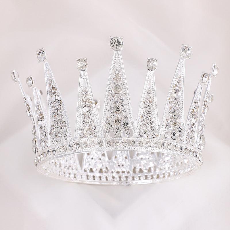 Alloy Retro Round Bridal Crown Hair Ornament - Nioor