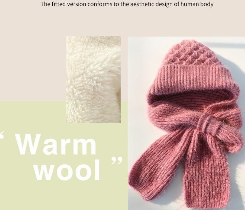 Women's Fleece-lined Autumn And Winter Scarf Hat Integrated - Nioor