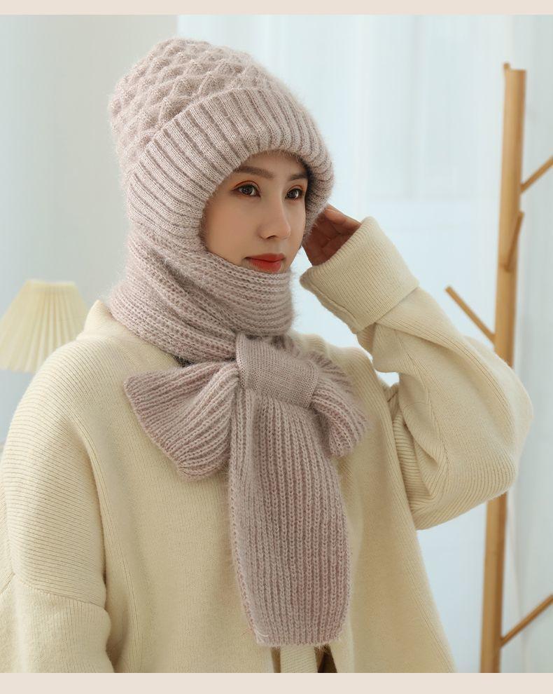 Women's Fleece-lined Autumn And Winter Scarf Hat Integrated - Nioor