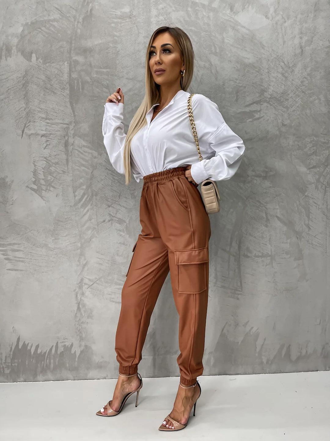 Fashion Ankle-tied Elastic Waist Pants Women - Nioor