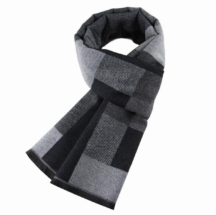 Men's Wool-like Scarf Korean-style Plaid - Nioor