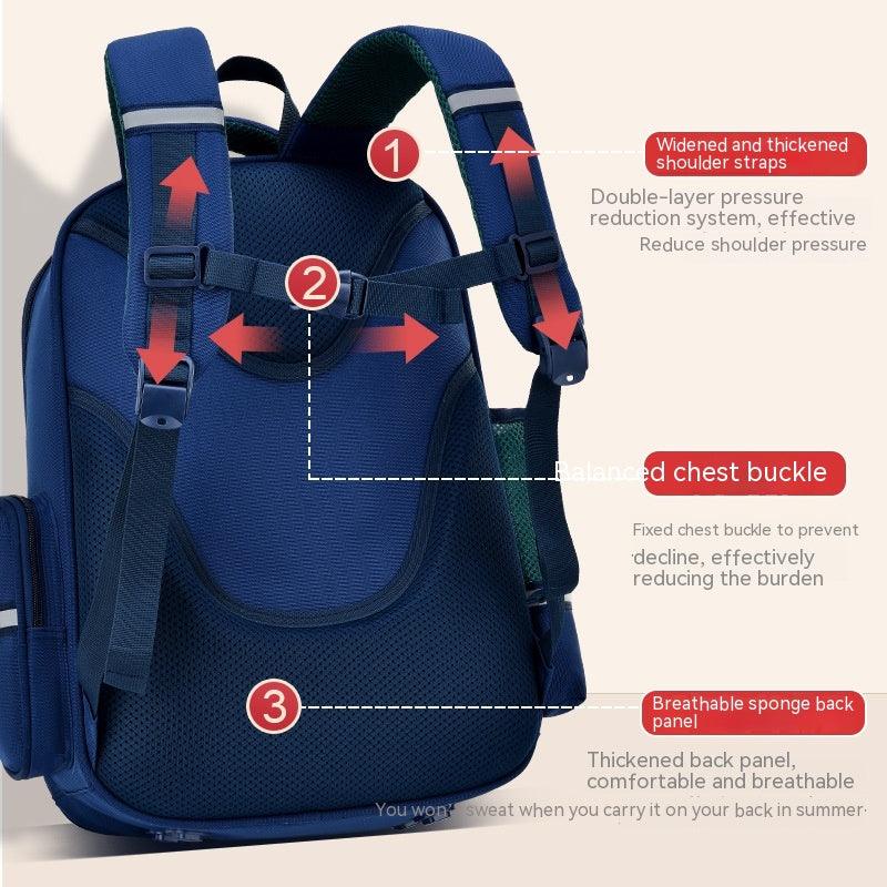 Primary School Student Schoolbag Male Grade 1-3-6 Portable Burden Alleviation Large Capacity Children's Schoolbag Backpack - Nioor