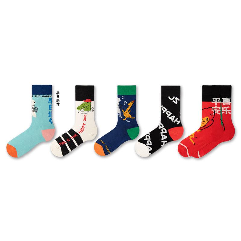 Cartoon Illustration Cute Sweet Ins Style Cotton Mid-calf Length Socks - Nioor