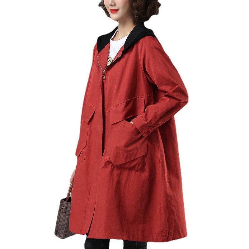 Women's Mid-length Autumn Loose Hooded Coat - Nioor